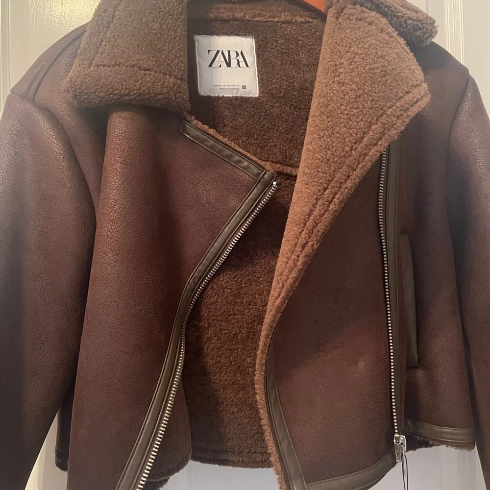 Zara Women's Cropped Aviator Jacket - Picture 3 of 5